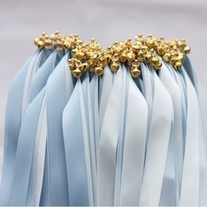 48 Light Blue Ribbon Wands with Bells